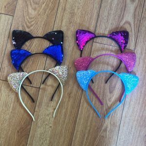 Set of 6 Cute Sequined Cat Ears Headband (various colors) ~ Party!
